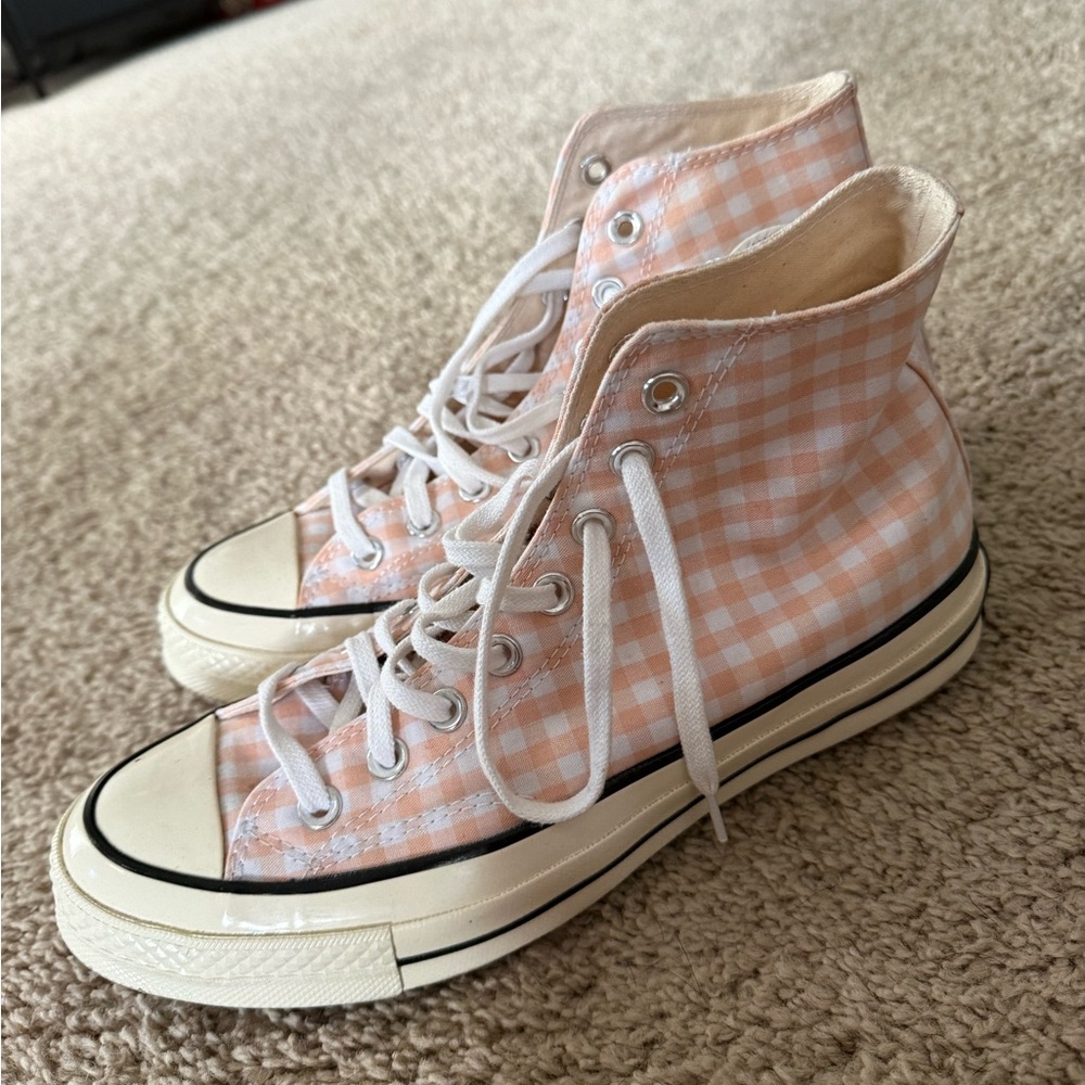 Converse Pink and White Checkered High-Tops